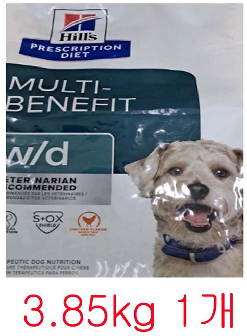 힐스 (Hill's) 독 w/d wd 멀티베네핏 1.5kg - 강아지 혈당 소화기 체중 비뇨기관리 처방 사료(리뉴얼 진행중), 3.85kg, 1개