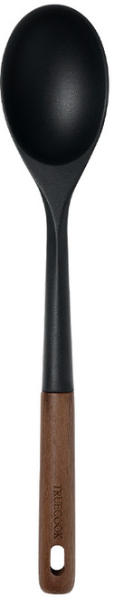 트루쿡 북미산 월넛 실리콘 조리도구 서빙스푼, 1개, 블랙