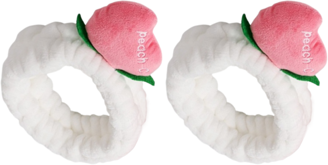 NOV- 극세사 헤어 세안밴드 세안 헤어밴드 머리띠, 2개, 화이트