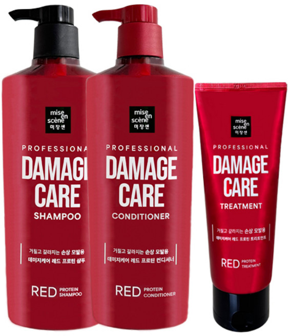 미쟝센 데미지케어 레드 프로틴 샴푸 680ml + 컨디셔너 680ml + 트리트먼트 180ml, 1개, 1.54L