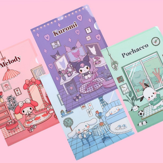 산리오 파일 홀더 A4 문서 서류 학교 시험지 보관 L홀더, 10개, 포차코