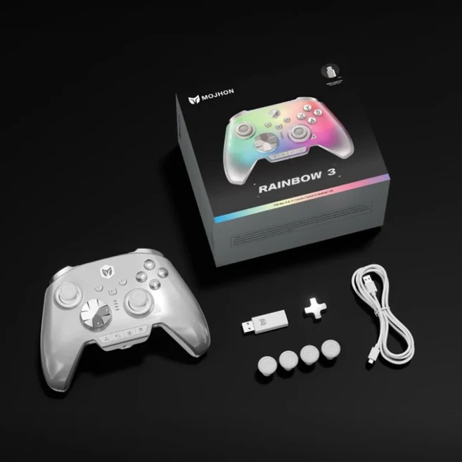BIGBIGWON Rainbow3 게임 컨트롤러 무선 블루투스 1000mAh 배터리 수명 3.5mm 오디오 인터페이스 PC 스위치, 01 Rainbow 3