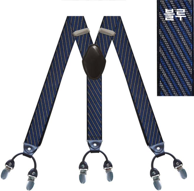 남성 캐주얼 와이드 스트랩 6클립 조절형 고정 멜빵줄