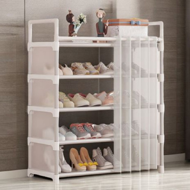 신발장 슈즈렉 대형 대용량 빅사이즈 5단 투명 커튼 분리 수납 진열 현관장 모던 커튼, 1개