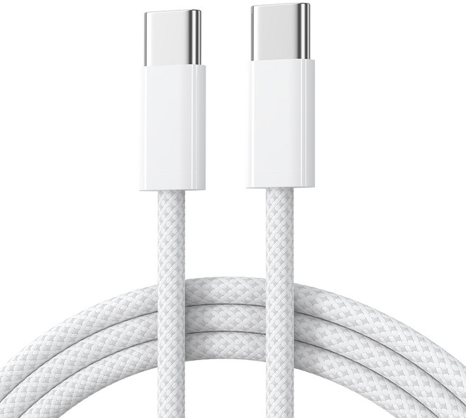 C-C타입 패브릭 초고속 충전 데이터 케이블, 1개, 화이트, 2m