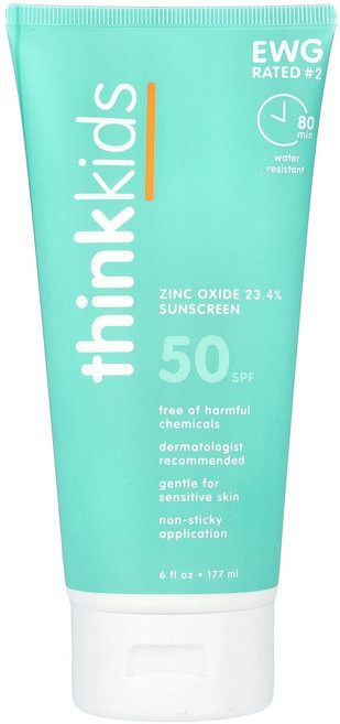 think Thinkbaby® 아연옥사이드 자외선 차단제 SPF 50 177ml(6fl oz) think (띵크), think, Thinkids, 산화아연 자외선 차단제,, 1개, 177ml