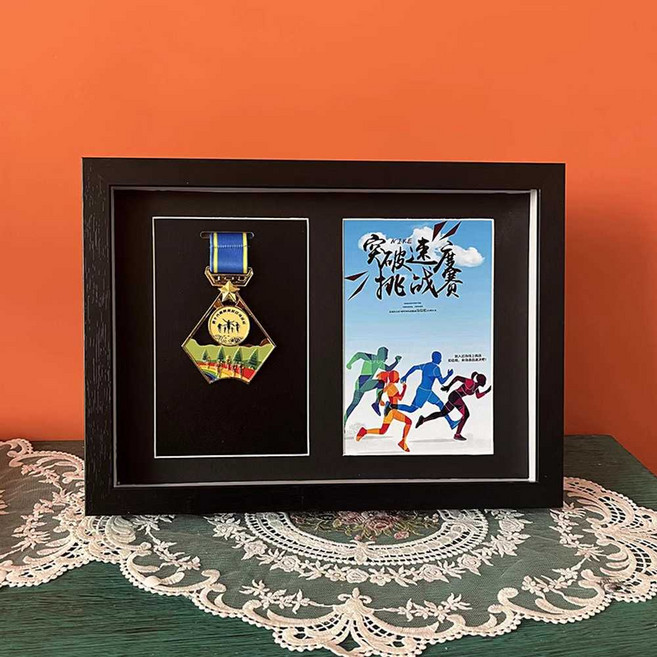 메달 보관함 메달 프레임 디스플레이 벽걸이 액자 훈장 사진 케이스, 1개, 3. A4/검정액자/2개