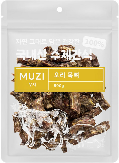 무지(MUZI) 국내산 프리미엄 강아지 수제간식, 1개, 500g, 오리목뼈