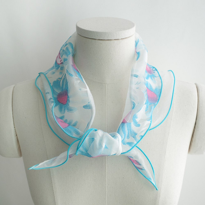 루미 쁘띠 스카프 텐셀 여름 꽃무늬 얇은 삼각 미니