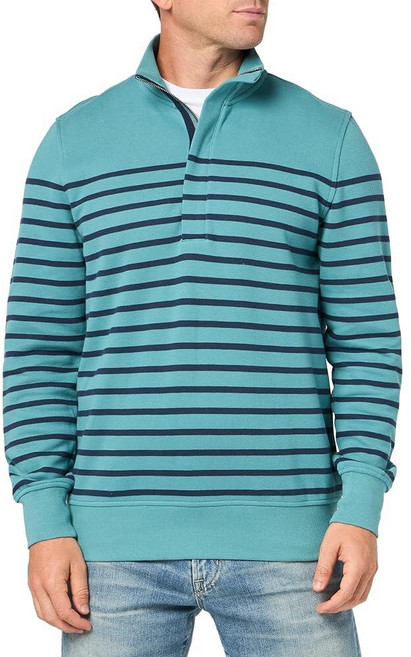 Brooks 브룩스 Brothers 남성용 긴소매 마리너 스트라이프 하프 지퍼 그린/블루 L-XL_145734