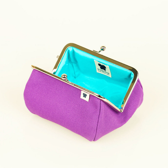 가마구치 파우치 일본 핸드메이드 똑딱이 화장품가방 메이크업백 아메카지 퍼플