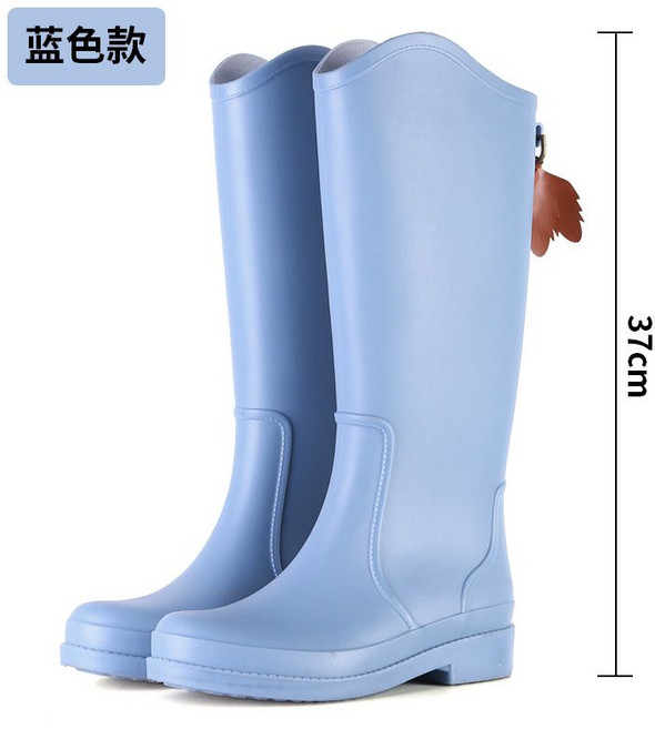 패션 레인부츠 무릎 롱 장화 방수 장마철 여자 신발 통 넓은 37cm