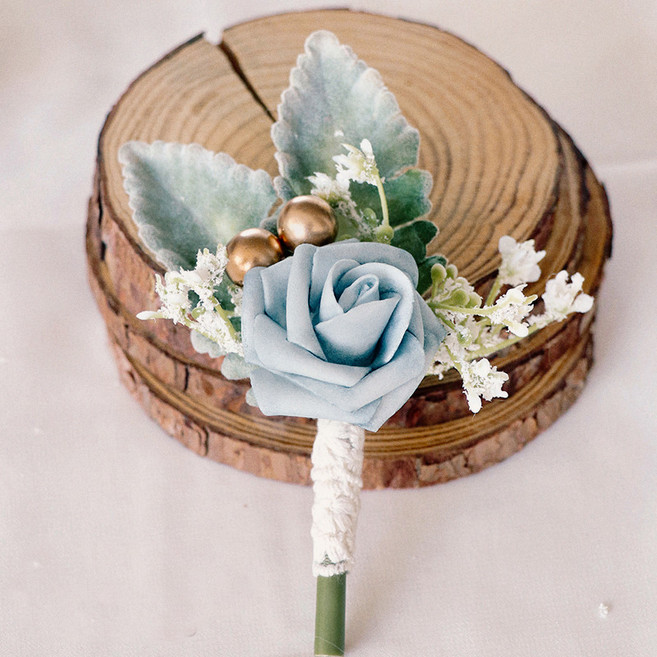 오즈니 조화 로즈 방울 부토니에, 스카이, 1개