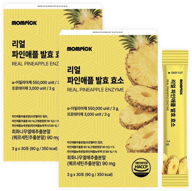 맘픽 리얼 브로멜라인 파인애플 효소 고함량 퀘르세틴, 2세트, 30회분