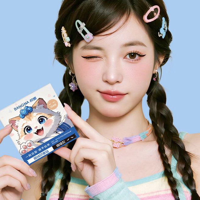 떨샵 붙이는 아이라인 스티커 아이라이너 워터프루프 메이크업, 1개, 캣츠블랙