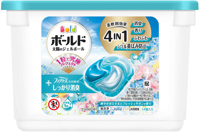 P&G 일본 다우니 보르도 캡슐세제 겔볼 섬유유연제 +세제 4 in 1 프레시 플라워 사본향 14볼, 1개, 14개입
