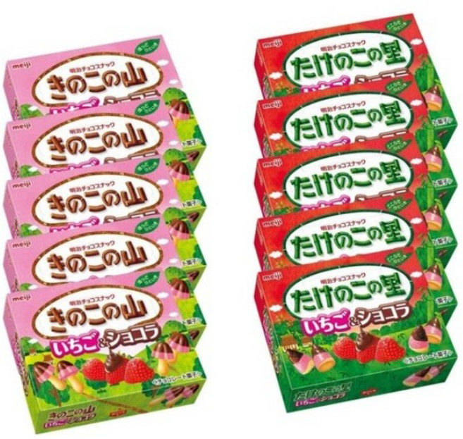 일본과자 메이지 죽순마을 버섯산 키노코노야마 타케노코노사토 딸기&쇼콜라, 10개, 2kg