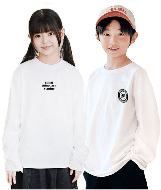 주니플로우 봄가을 주니어 초등학생 중학생 티셔츠 면티 이너티 남아 여아 남학생 여학생 의류 옷 빅사이즈