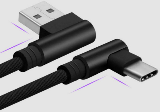 튼튼한 L자형 C타입 고속 충전 케이블, 1개