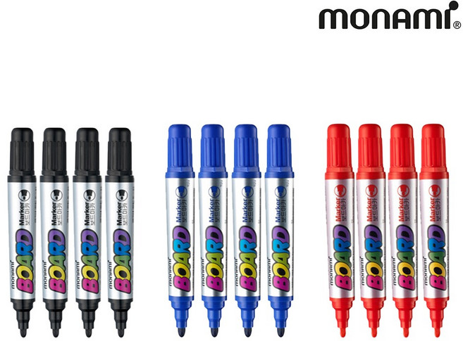 모나미 보드마카 혼합 12p (흑색 4p + 청색 4p + 적색 4p) 세트