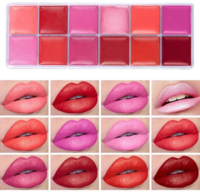 1+1 여성용 보습 오래 지속되는 립 글로스 팔레트 여아용 누드 화장품 메이크업 도구 립스틱 여성 12, 01. 12Color Lipstick - 쿠팡