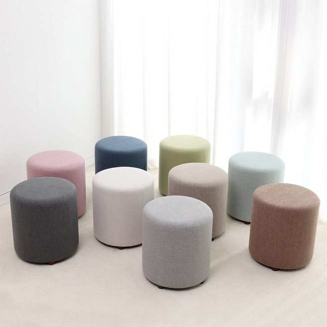 원형 스툴 화장대 의자 패브릭 인조가죽 사각 삼각, 1.패브릭 베이지, 1.원형 스툴