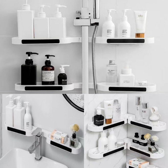 접이식 욕실수납선반 욕실코너선반 욕실선반, 2개, 블랙