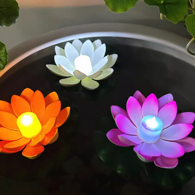 연등회 부처님오신날 조화 연꽃 LED 램프 연등 장식 전구 6개 세트, 1세트, 6종칼라