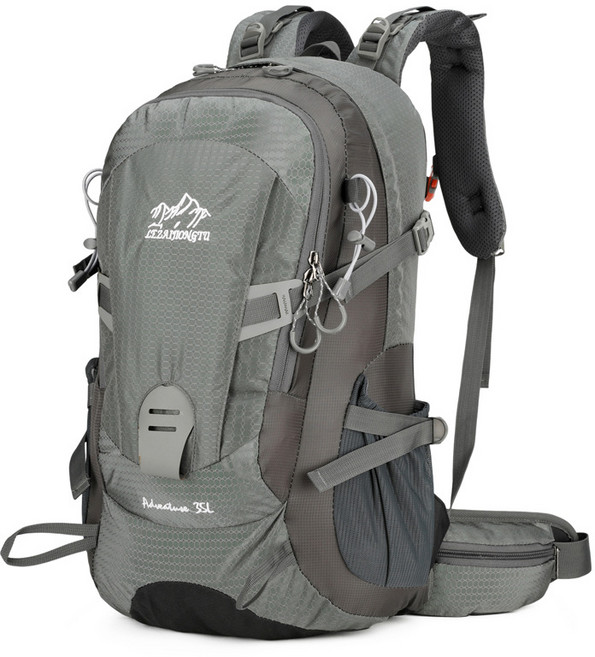 니이카아웃도어 등산배낭 하이킹 여행 대용량 수납 배낭 방수커버포함, 그레이