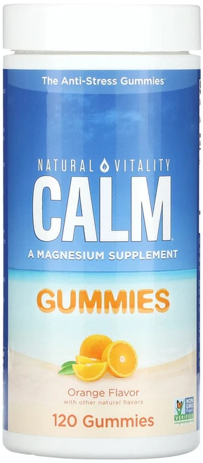 Natural Vitality CALM 마그네슘 보충제 오렌지 83mg 구미젤리 120개, 1개, 120정 - 쿠팡
