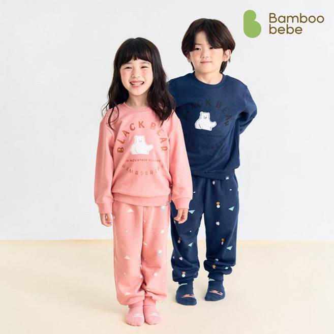 밤부베베 하이 블랙베어 맨투맨 셋업 12개월 8세