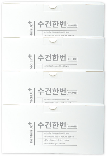 더메디닥터 멸균처리 일회용 페이스타올 천연 순면 100% 수건한번 100매, 4개, 100매입