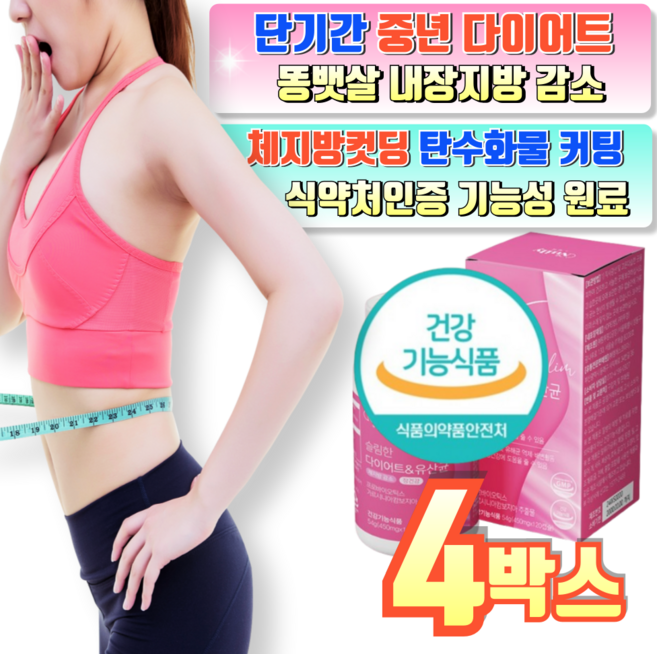 BNR17 비에날씬 유산균 다이어트 식약처인증 장건강 체지방감소 슬림다이어트엔 유산균, 4박스, 120정