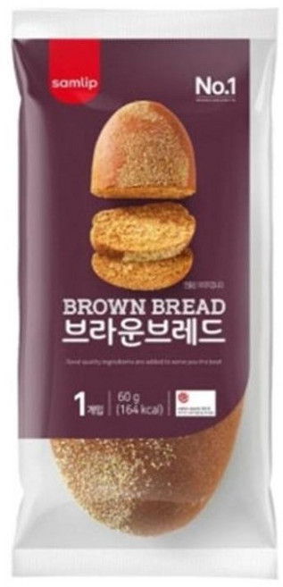 삼립 호밀이 함유되어 있어 고소함이 가득 브라운브레드(냉동), 60g, 3개