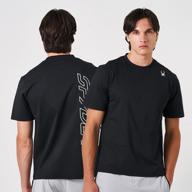 [스파이더 본사 직영] 남성 백 레터 반팔 티셔츠 SPKMCNRS301MBLK