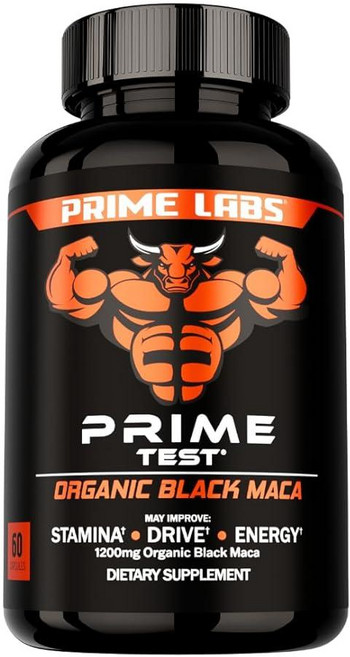 Prime Labs 유기농 블랙 마카 뿌리 캡슐 1 200mg - 체력 드라이브 에너지 활력 - 페루 20:1 추출물 - 남성 및 여성용 - 60개, Prime Labs 유기농 블랙 마카 뿌리 캡슐 1,2, 1개