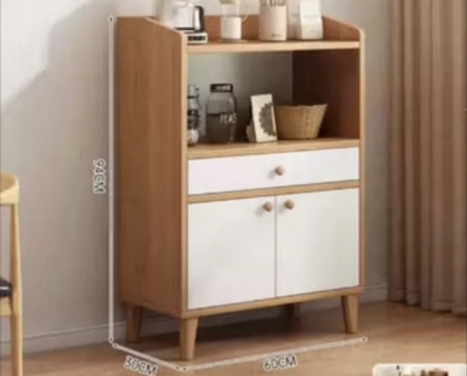 簡約木紋收納櫃 置物層架櫃 廚房儲物櫃, 1套, 白