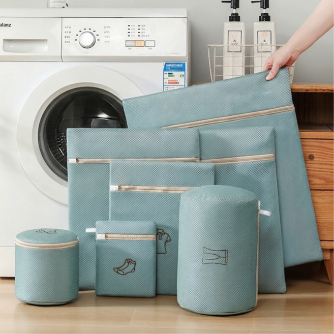 글로파이 메쉬 세탁망 빨래망 7종 세트, 2세트, 민트
