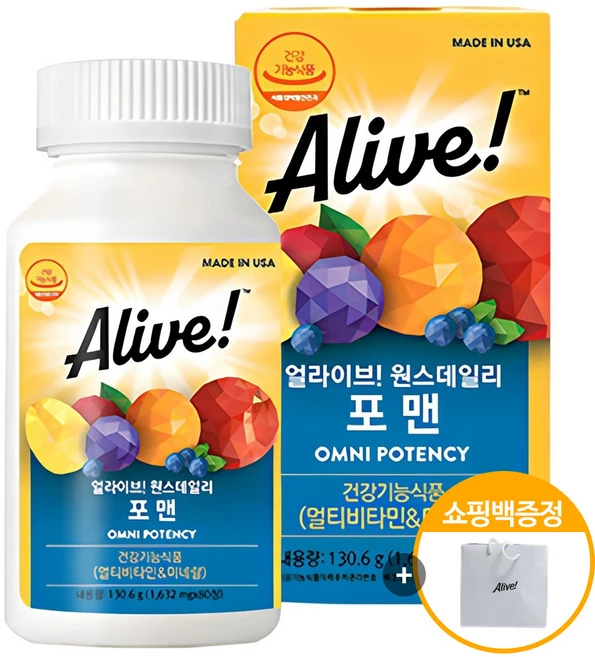 얼라이브 원스데일리 포맨 멀티비타민 남성용 건강기능식품 80캡슐, 80정, 1개 - 쿠팡