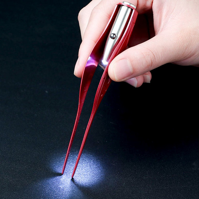 엘홈 LED 라이트 귀후비개 핀셋형 핑크 귀지핀셋 유아 귀청소 귀이개 귀파개 귀지청소, 1개, 1개입