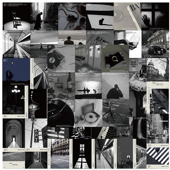 잇x디자인 노트북 캐리어 아이폰 리무버블 스티커, 1세트, 흑백사진52