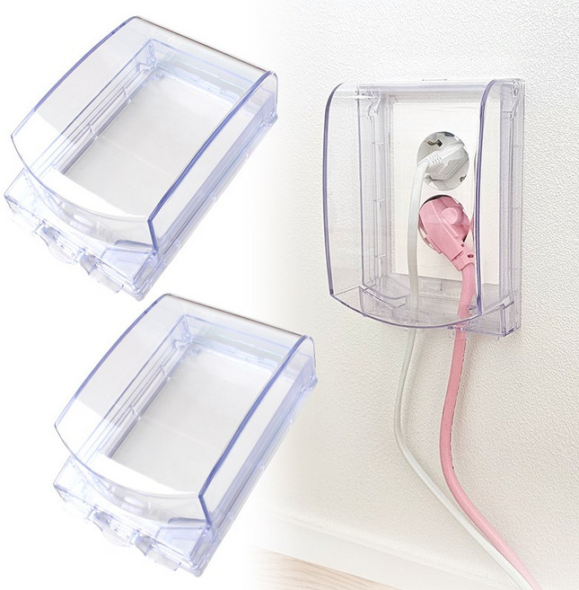 국산 전기콘센트보호 방수안심커버(2구) 2개입 투명, 2개