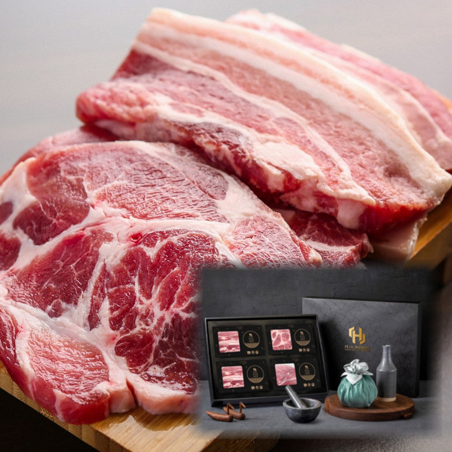 [명절후순차배송] 하르방마켓 제주 명품 돼지고기 선물세트 구이용 1kg 2kg 한돈 오겹살 냉장 고기 선물 세트 추석 명절 세트, 02. 제주 흑돼지 선물세트 2호