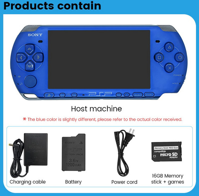 기존 psp 3000 휴대용 게임 콘솔PSP3006 Playation PSP3000 콘솔, 01 CHINA, VIBRANT BLUE, 1개