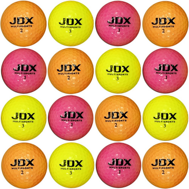 JDX 멀티 디스턴스 컬러혼합 2피스 A-급 로스트볼 16개, 1세트, 컬러, 16개입