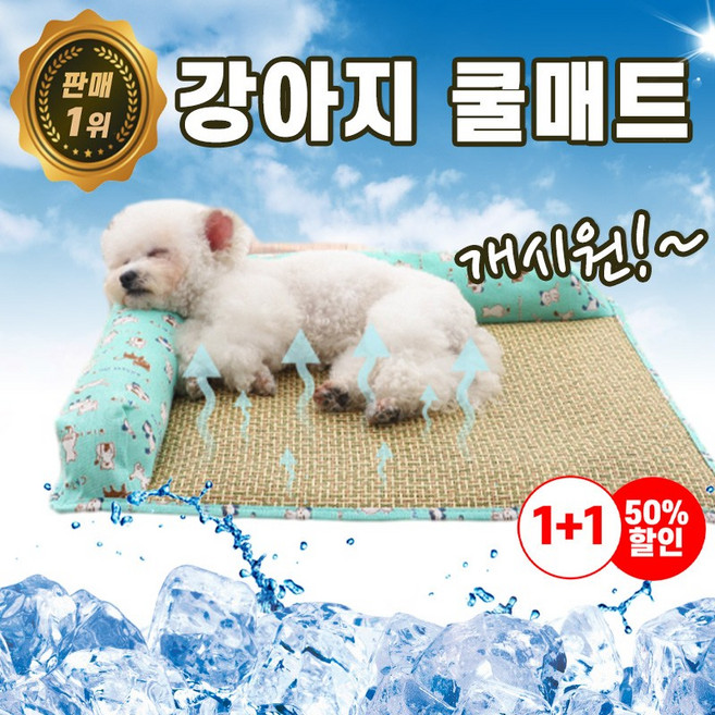 1+1 강아지 쿨매트 여름 반려동물 쿨방석 애견 시원한 쿨링 대형견 소형견 아이스 사각매트, 그린2각