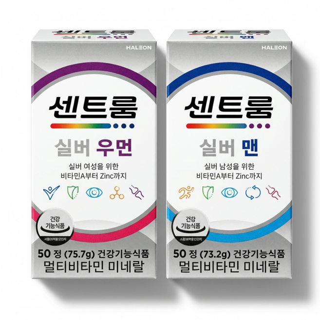 센트룸 실버 우먼 멀티비타민 미네랄 75.7g + 센트룸 실버 맨 멀티비타민 미네랄 73.2g, 50정, 1세트