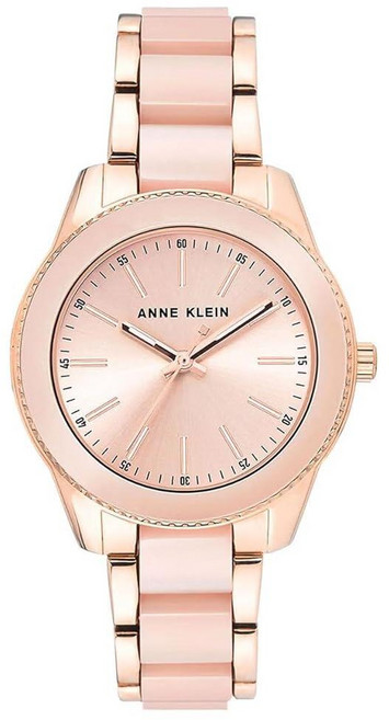 Anne Klein 여성용 브레이슬렛 시계 로즈 골드 톤/라이트 핑크 레진 (AK/3214LPRG)