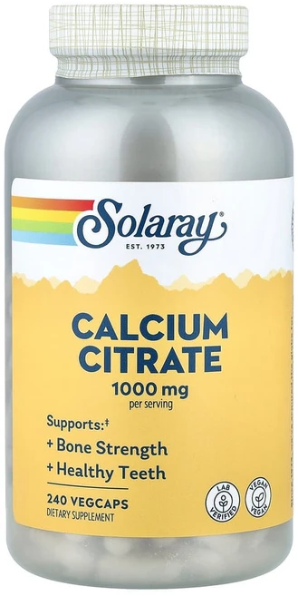 Solaray Calcium Citrate 솔라레이 칼슘 시트레이트 1000mg 240베지캡스, 1개, 240정 - 쿠팡