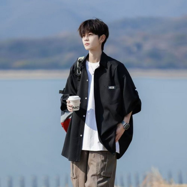 남성 반팔 셔츠 루즈핏 자켓 여름 빅사이즈 캐주얼